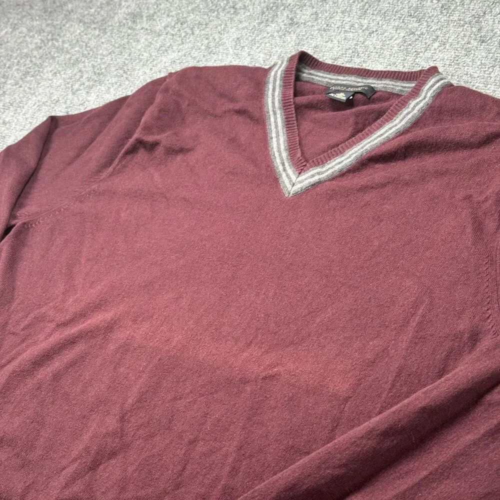 Banana Republic Cotton Cashmere V-Neck Sweater Men's XL Burgundy Maroon Pullover
